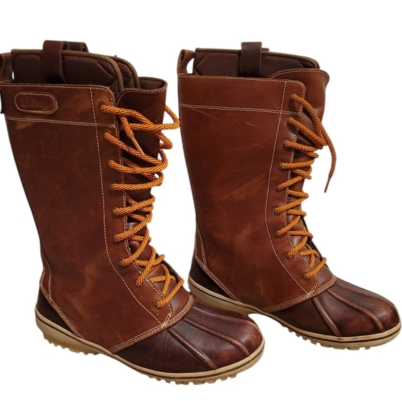 L.L. Bean | Shoes | Ll Bean Bar Harbor Tek 25 Tall Leather Duck Boots ...